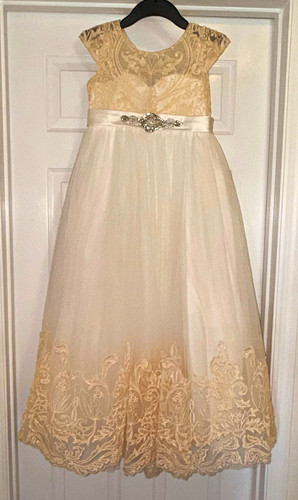 Girls ivory gold lace tulle - girls, &