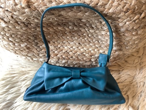 Teal leather handbag by - teal,