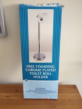 Lloyd Pascal Free Standing Chrome Plated Toilet Roll Holder Heavyweight Base New