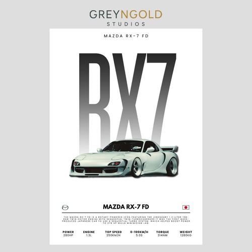 Mazda car poster - rx-7,