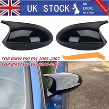 2x Gloss Black Wing Mirror Cover Cap For BMW E81 E82 E87 E90 E91 E92 E93 PRE-LCI