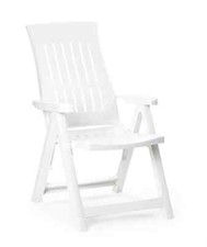 Foldable Chair Patio Garden Furniture With Adjustable Backrest Sun Lounger White