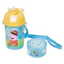 Snack & Sip Water Bottle & Snack Pot – Reusable Kids 400ml PP Canteen with Straw