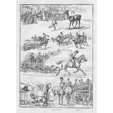 STAG HUNTING A Day's Stagging - Antique Print 1883