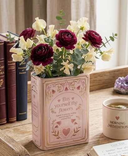 Book shaped ceramic vase - book,