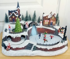 Large Stunning Christmas Village Winter Snow Scene LED Lights, Musical, Animated