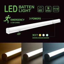 LED Nova Batten Light With Sensor & Emergency 4FT/5FT/6FT Adjustable CCT & Power