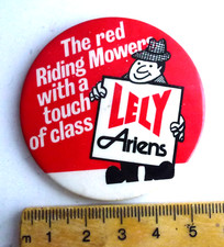 Badge. Lapel Button Badge 1980s Vintage.  LELY ARLENS Riding Mowers.
