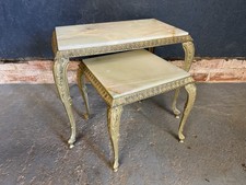 Pair Onyx Brass Nest Of Tables