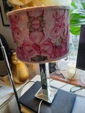 Shabby chic floral lampshade with glass base read description so pretty