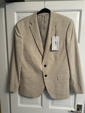 Ex Marks & Spencer Tailored Fit Italian Linen Miracle Beige Jacket 42 Short BNWT