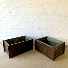Pair of Large Vintage Reclaimed Hardwood Water Tanks Planters