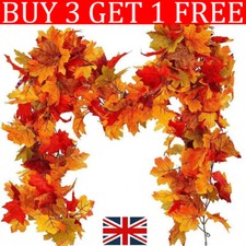 6FT Artificial Autumn Fall Maple Leaves Garland Hanging Plant Home Party Decor