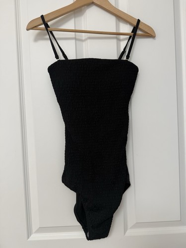 Black crinkle swimsuit - black,