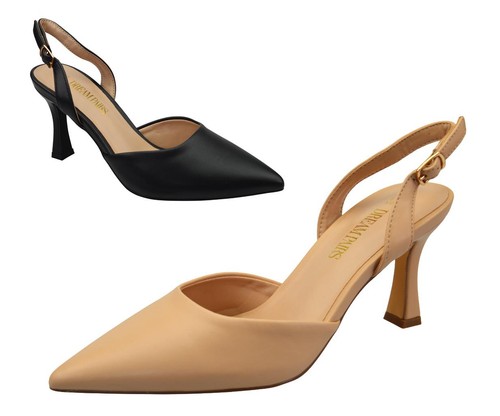 Womens faux leather slingback - leather,