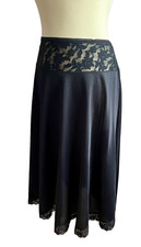 Vtg *M&S* Silky Nylon Lace Waist Half Slip Waist Slip Full Circle Skirt 12-14 L