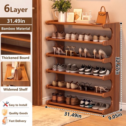 Tier bamboo shoe rack - shoe,