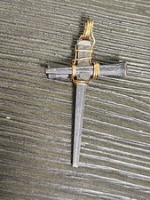 Rusty Nails Cross Necklace Medieval Wrapped Pendant Handmade Jewelry 2.7 in Tall