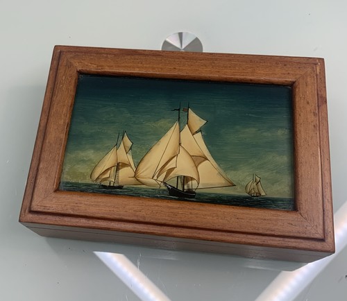 Red cedar wood box nautical - red,
