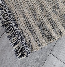 IKEA TAULOV Rug Lint Free Carpet Cotton Woven Beige Black White NEW 