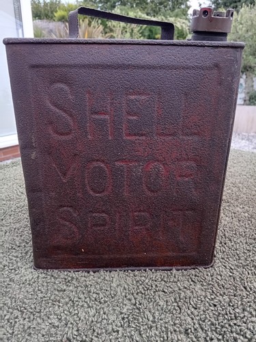 Shell motor spirit petrol can - petrol,