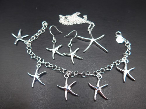 Silver starfish pendant - silver,