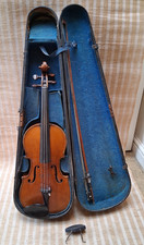 ANTIQUE VIOLIN IN WOOD CASE WITH BOW - WHO MADE IT ? - GREAT LOOKING VERY OLD