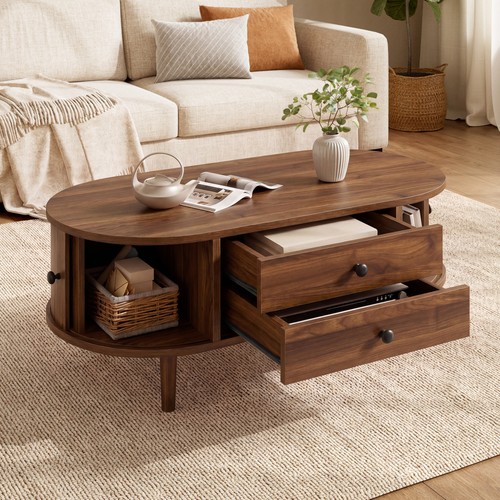 Walnut oval coffee - oval,