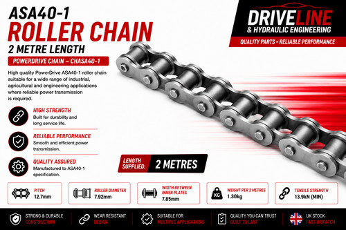 Asa40 roller chain - roller, metre