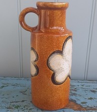 Vintage Scheurich Pottery Vase. Germany. Saffron Flower Design 401-20. VGC 20cms