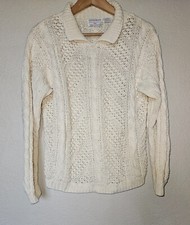 Vintage Autograph American Clothing Polo Style Fisherman Sweater Small Ivory
