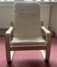 IKEA childs Poang chair, removeable cream cover, headrest.