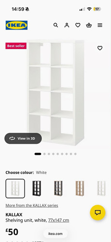 Ikea kallax white shelving - white,