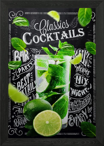 Mint rum cocktail - mint, framed