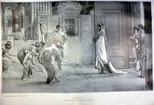 Original old antique print - old,