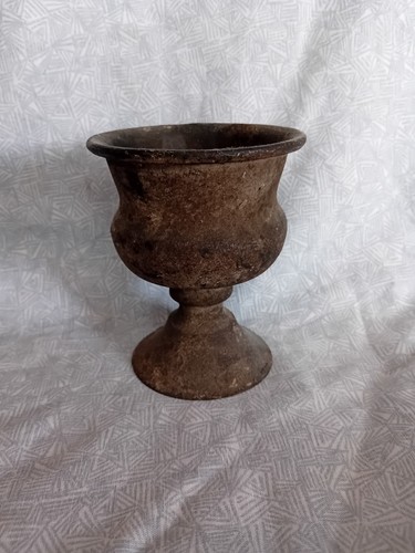 Antique metal goblet with - antique,