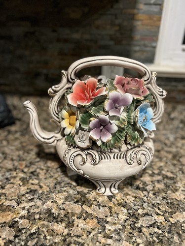 Vintage capodimonte teapot - vintage,