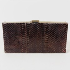 Vintage Brown Lizard Reptile Skin Leather Evening Bag Clutch Purse 