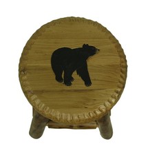 Zeckos Rustic Handcrafted Wooden Carved Bear Bar Stool 30 in.