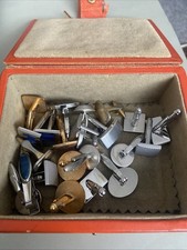 Old Orange Jewellery Box Full Of Vintage Mens Cufflinks