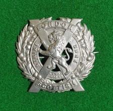 14th Battalion, The London Scottish Regiment Cap Badge PIN MECHANISM VERSION