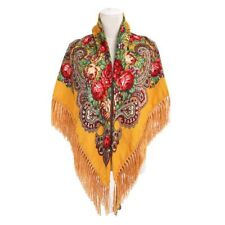 Large colourful Russian culture style folk shawl scarf spring collection 2023