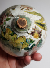 An Original Victorian Potichomania Blown Glass Gazing Ball Angels Children Roses