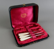 Antique Victorian Joseph Rodgers & Sons Sewing Kit Set Case Box Partial Contents