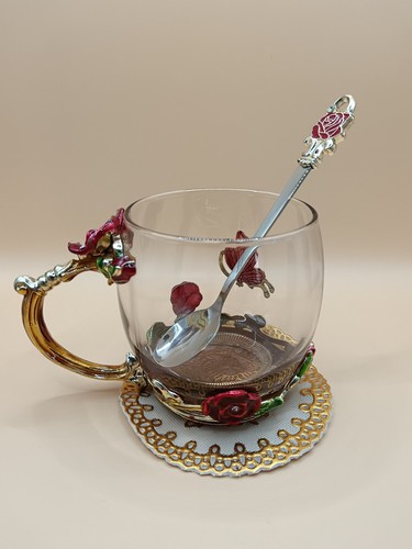 Enamel butterfly flower - butterfly, tea