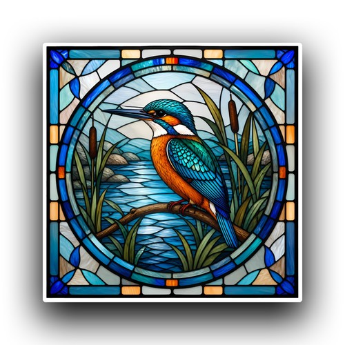 Kingfisher bird square - bird, v2