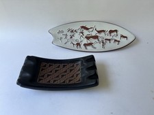 KALAHARI studio 2 ceramic dishes. Circa 1950s South African pottery