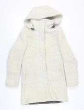 Topshop Women's Ivory Wool Parka Coat Size 8