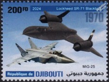 Lockheed SR-71 BLACKBIRD & MiG-25 Military Aircraft Stamp (2024 Djibouti)