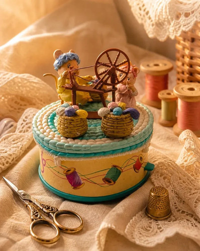 Miniature mice sewing - sewing, themed